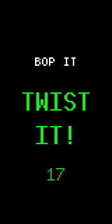 Bop It screen shouting TWIST IT