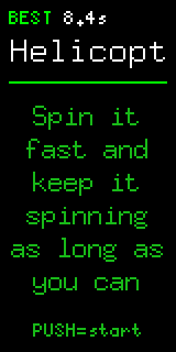 Helicopter detail screen with a best of 8.4 seconds