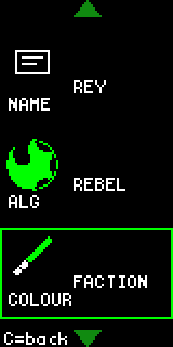 Settings: Name, Alignment REBEL, Colour FACTION